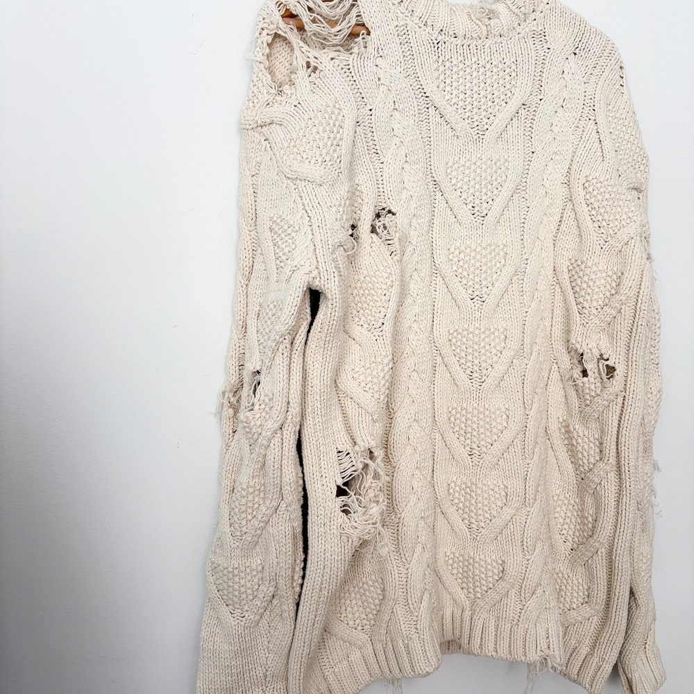 Palm Angels distressed cream fisherman sweater - Picture 3 of 10